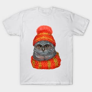 Owl in a hat and scarf. T-Shirt